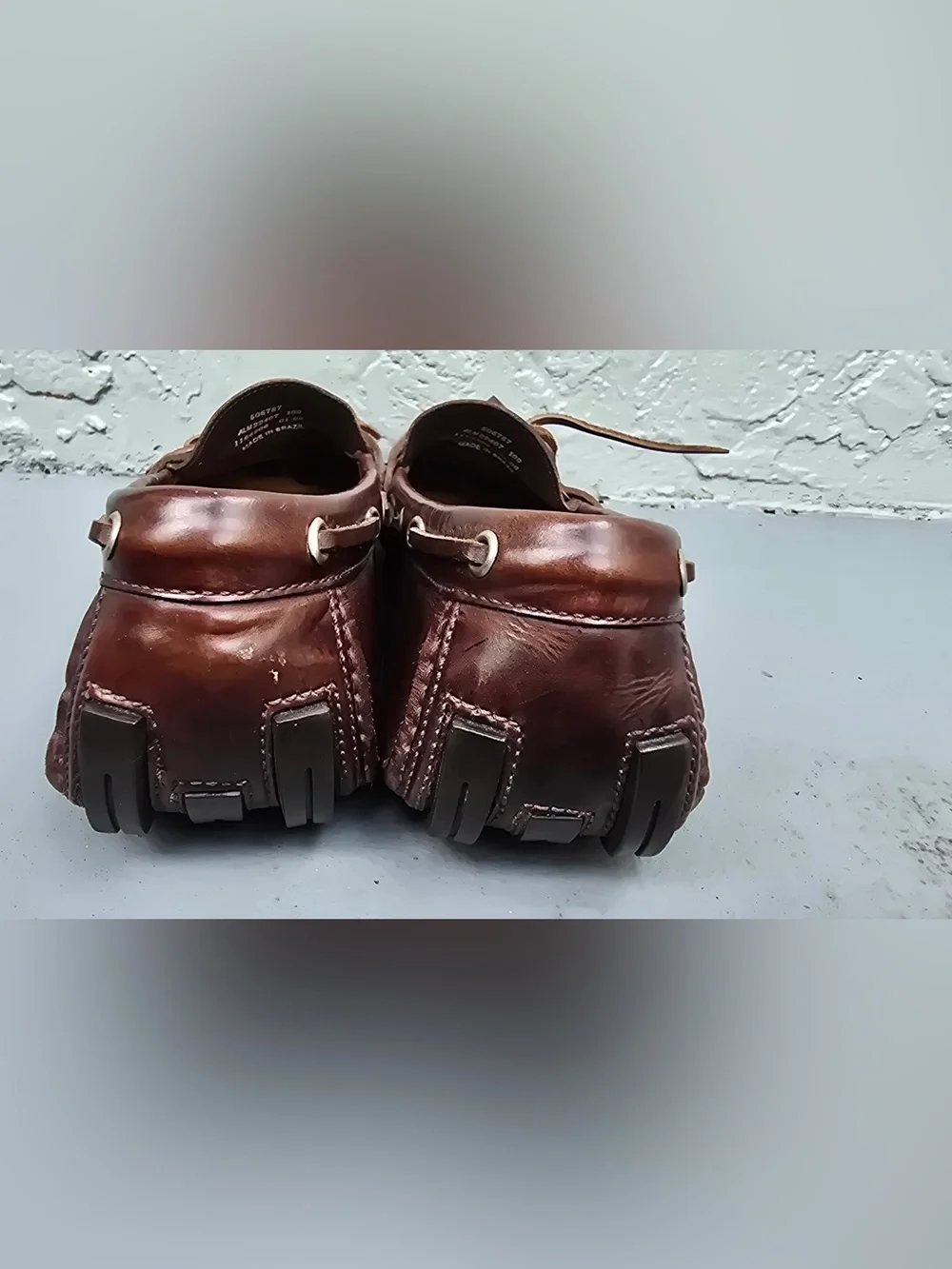 Men's Brown Leather Boat Shoes - Classic Polo Moccasin Style Size 10